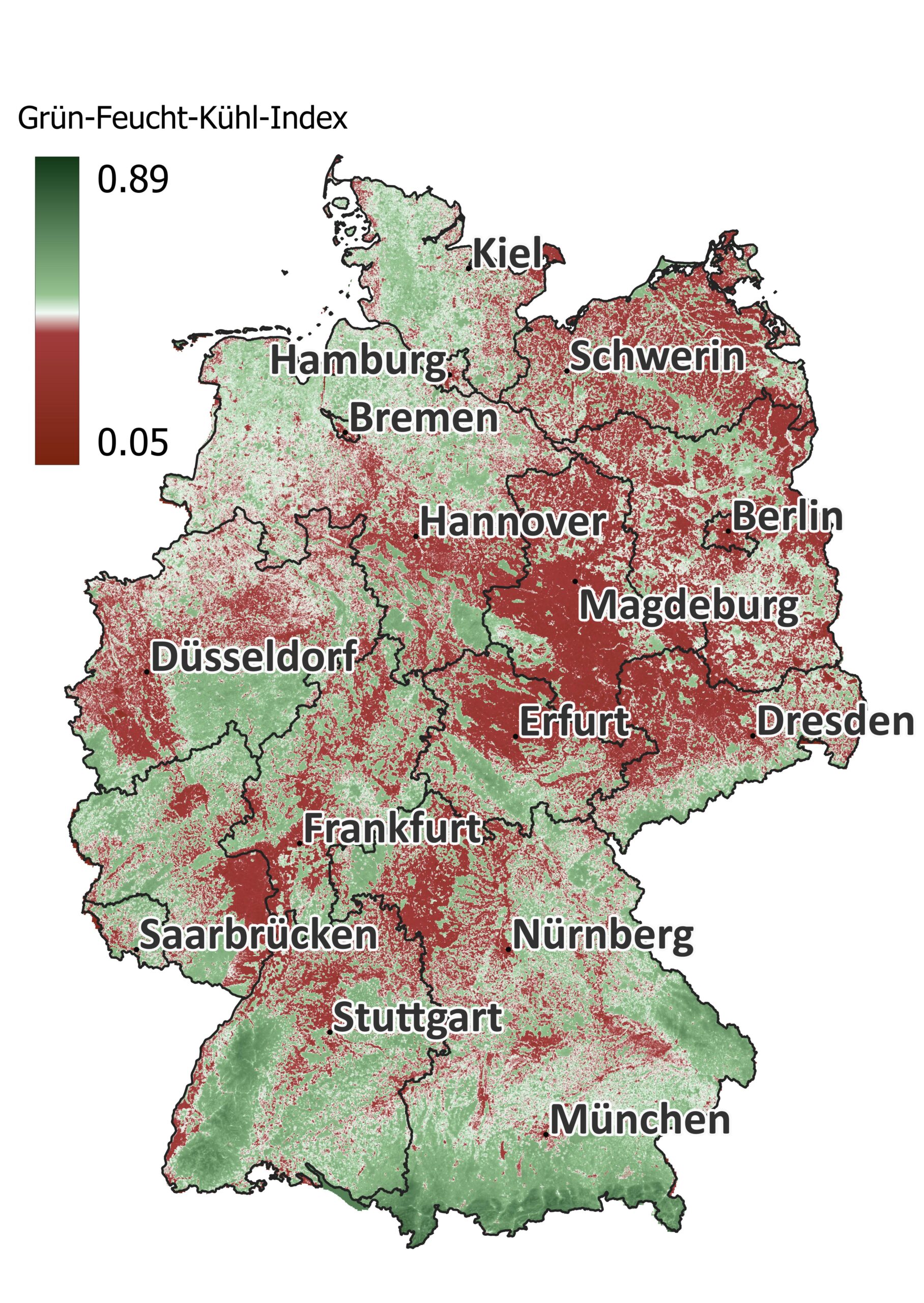 Grün-Feucht-Kühl-Index, Deutschland-Karte, 2018–2024